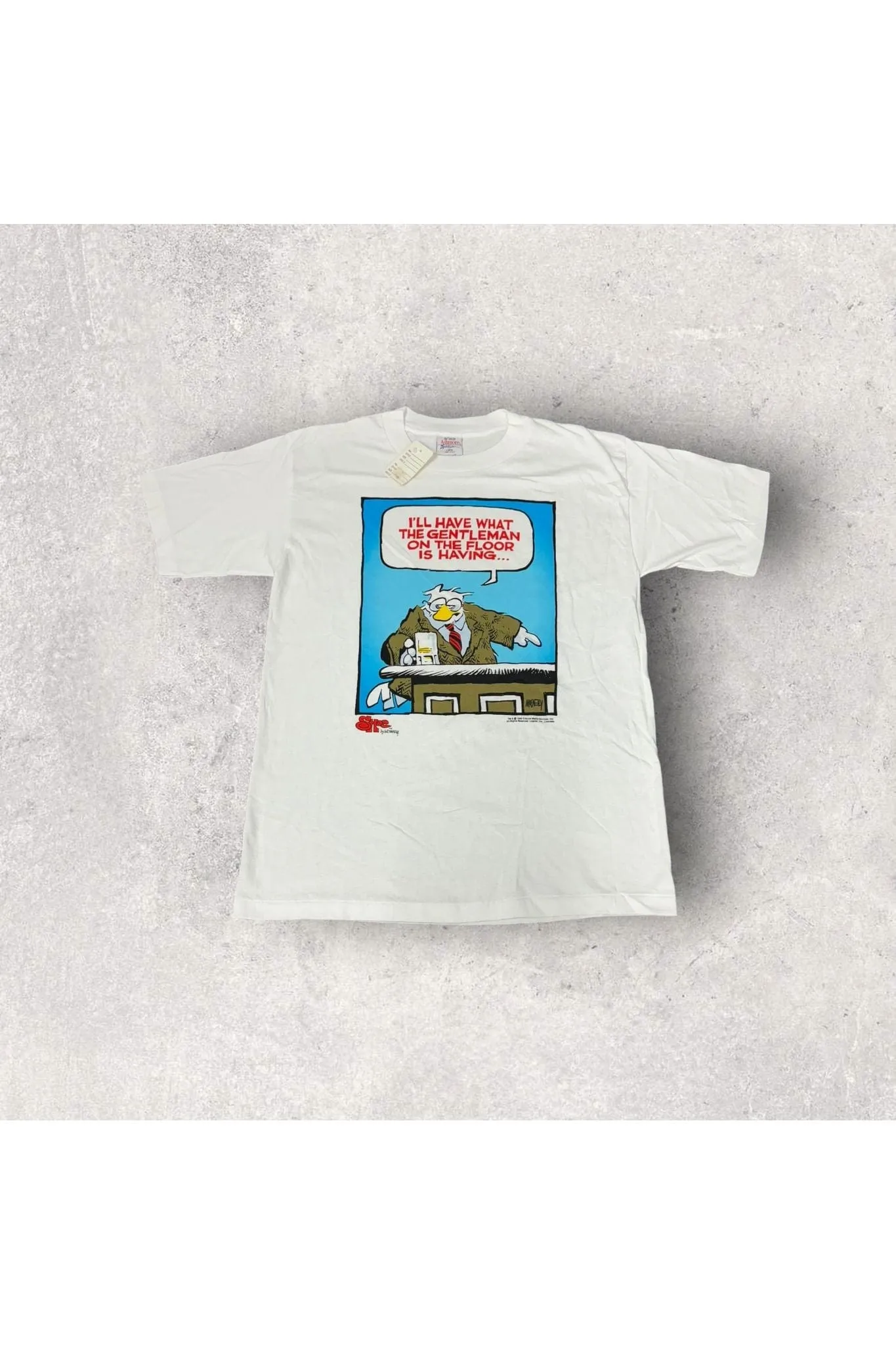 Vintage Deadstock Single Stitch 1990 Shoebox I'll Have What The Gentleman On The Floor Is Having Tee- L