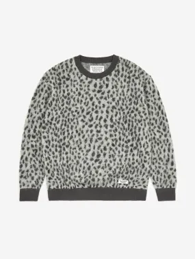 Wacko Maria Leopard Mohair Crewneck Jumper - White