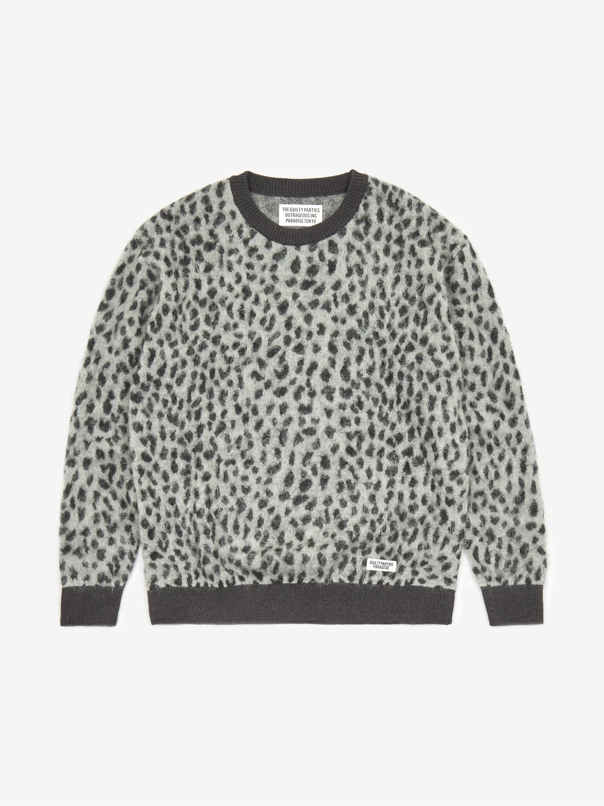 Wacko Maria Leopard Mohair Crewneck Jumper - White