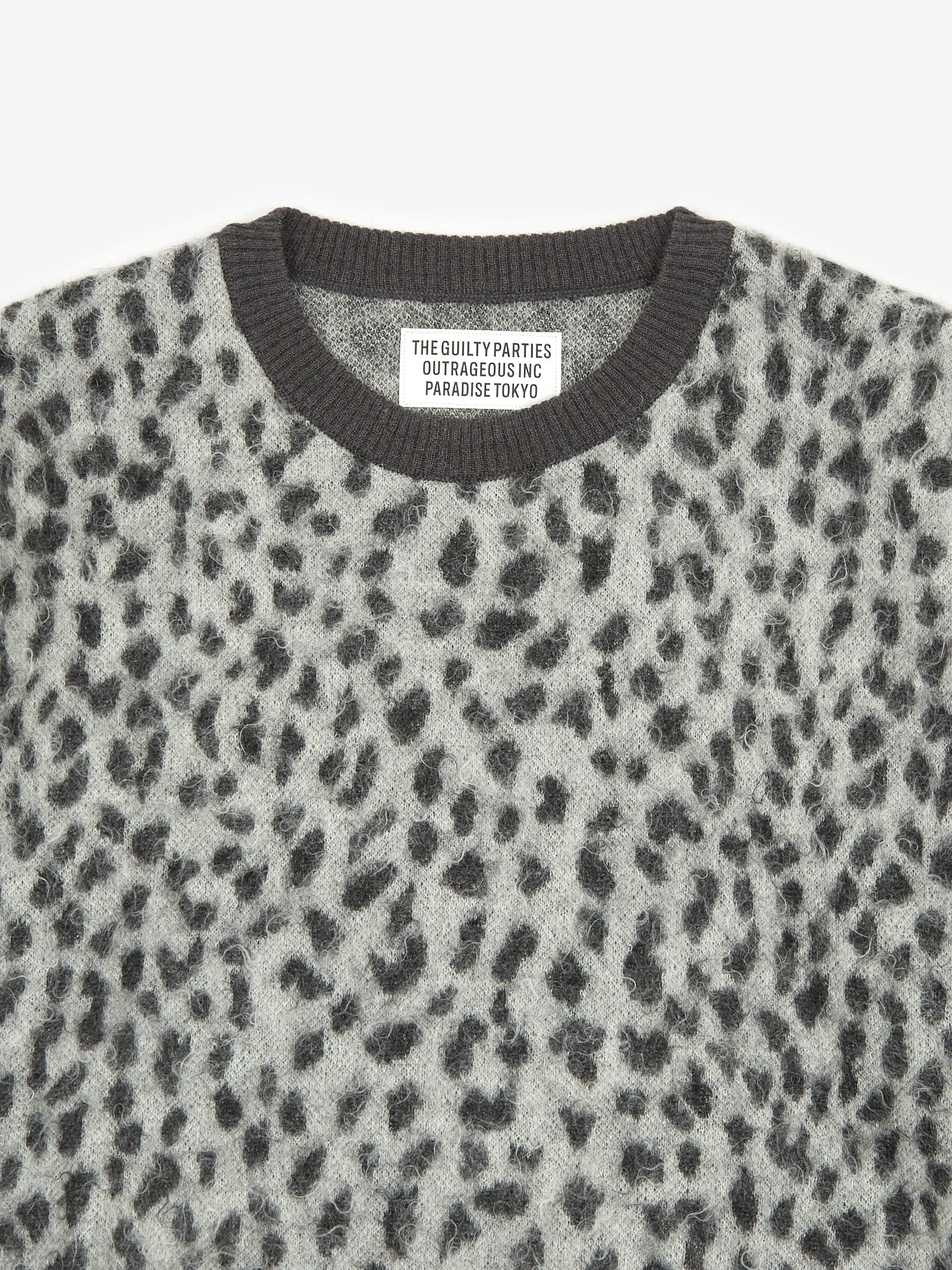 Wacko Maria Leopard Mohair Crewneck Jumper - White