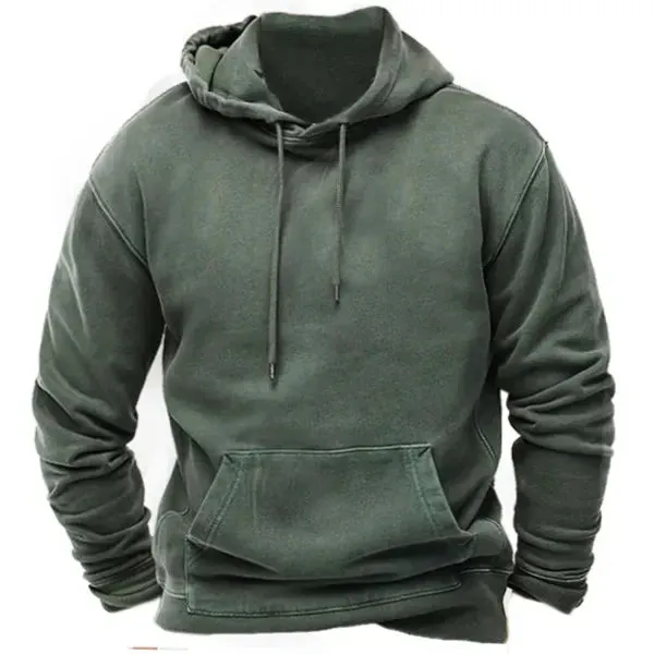 Wiaofellas  -  Hoodie Men's Loose Fitting Hoodie Men's Sportswear Fashionable Round Neck Hoodie Men's Solid Color Texture Style MC11