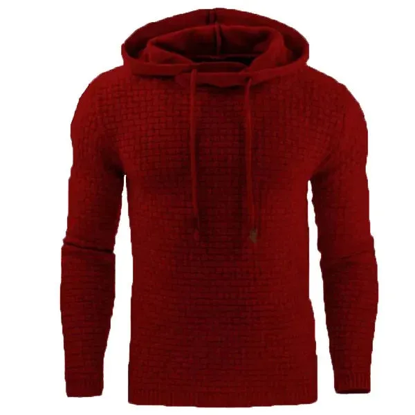 Wiaofellas  -  Hoodie Men's Loose Fitting Hoodie Men's Sportswear Fashionable Round Neck Hoodie Men's Solid Color Texture Style MC11