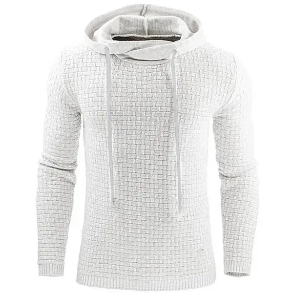 Wiaofellas  -  Hoodie Men's Loose Fitting Hoodie Men's Sportswear Fashionable Round Neck Hoodie Men's Solid Color Texture Style MC11