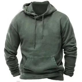 Wiaofellas  -  Hoodie Men's Loose Fitting Hoodie Men's Sportswear Fashionable Round Neck Hoodie Men's Solid Color Texture Style MC11