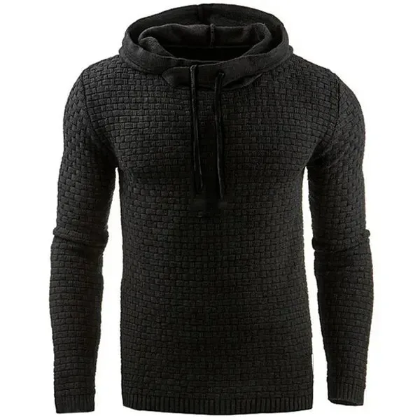 Wiaofellas  -  Hoodie Men's Loose Fitting Hoodie Men's Sportswear Fashionable Round Neck Hoodie Men's Solid Color Texture Style MC11