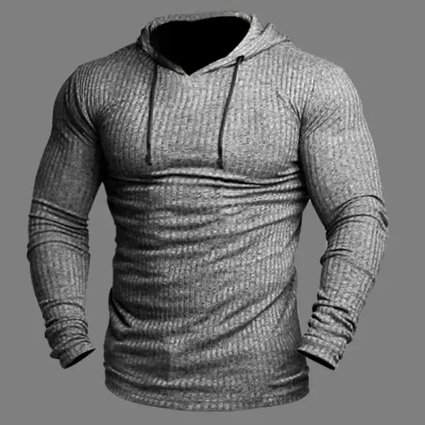 Wiaofellas  -  Hoodie Men's Loose Fitting Hoodie Men's Sportswear Fashionable Round Neck Hoodie Men's Solid Color Texture Style MC11
