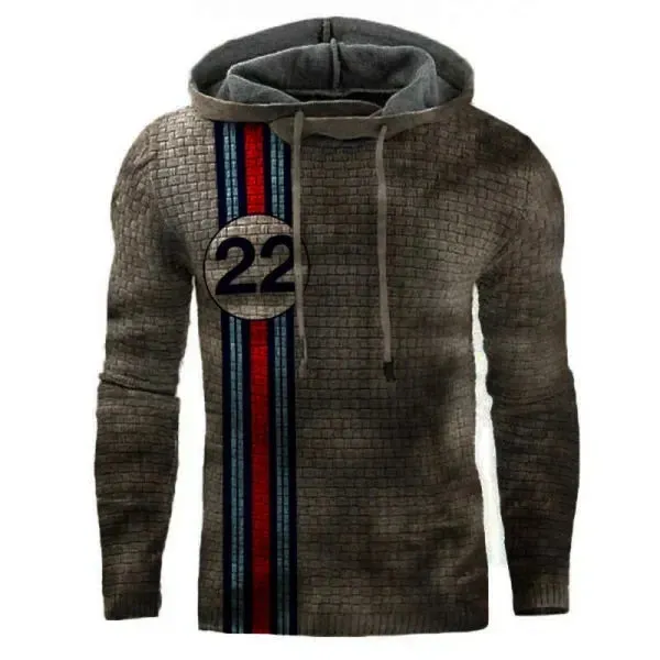 Wiaofellas  -  Hoodie Men's Loose Fitting Hoodie Men's Sportswear Fashionable Round Neck Hoodie Men's Solid Color Texture Style MC11