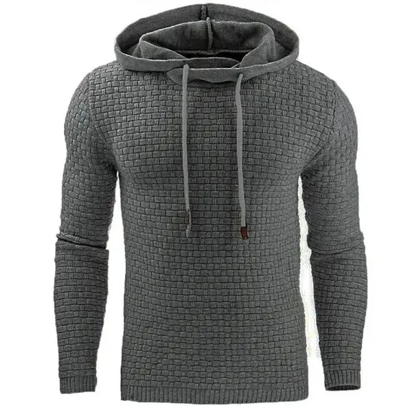 Wiaofellas  -  Hoodie Men's Loose Fitting Hoodie Men's Sportswear Fashionable Round Neck Hoodie Men's Solid Color Texture Style MC11