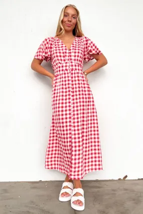 Wilder Midi Dress Red Gingham