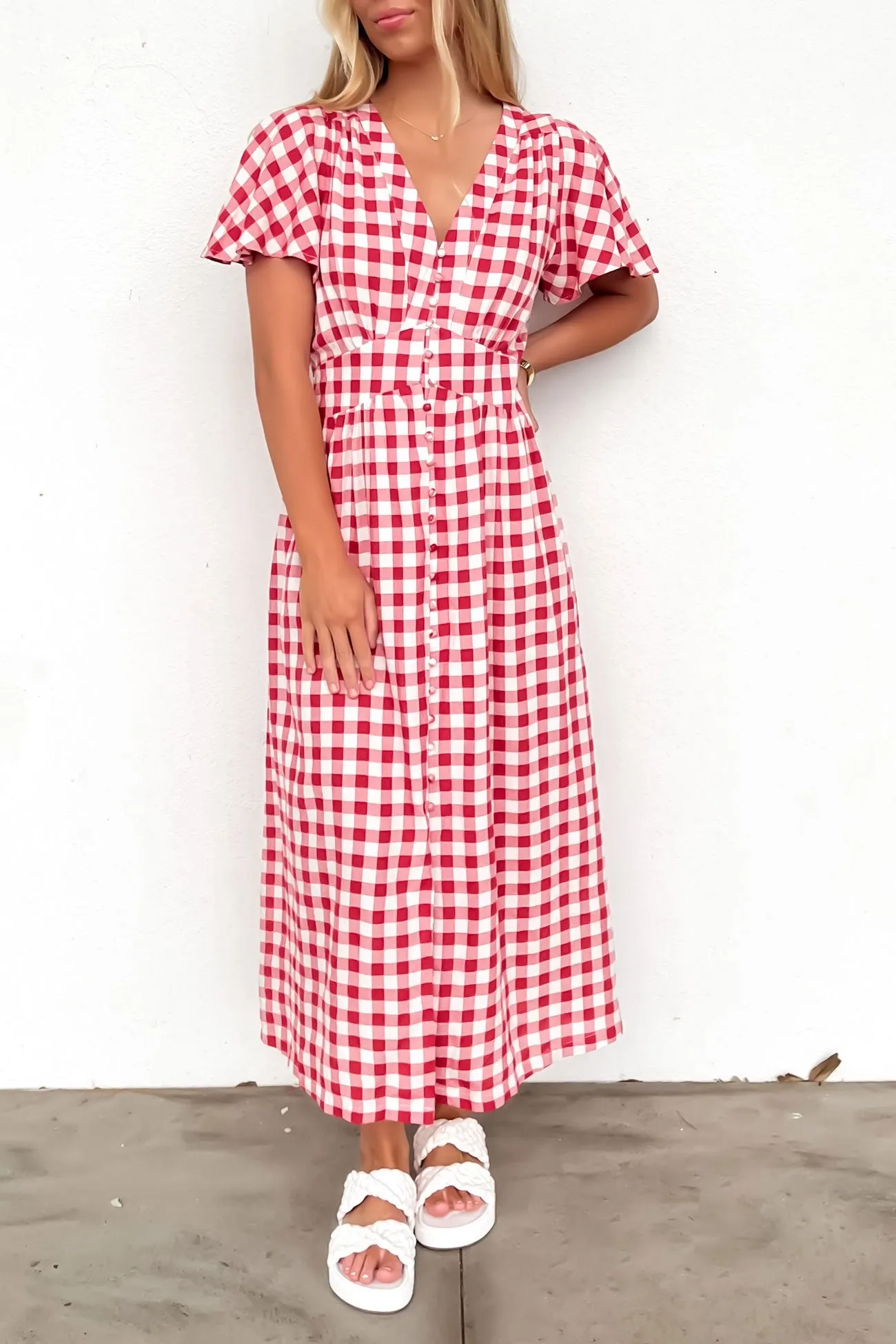 Wilder Midi Dress Red Gingham