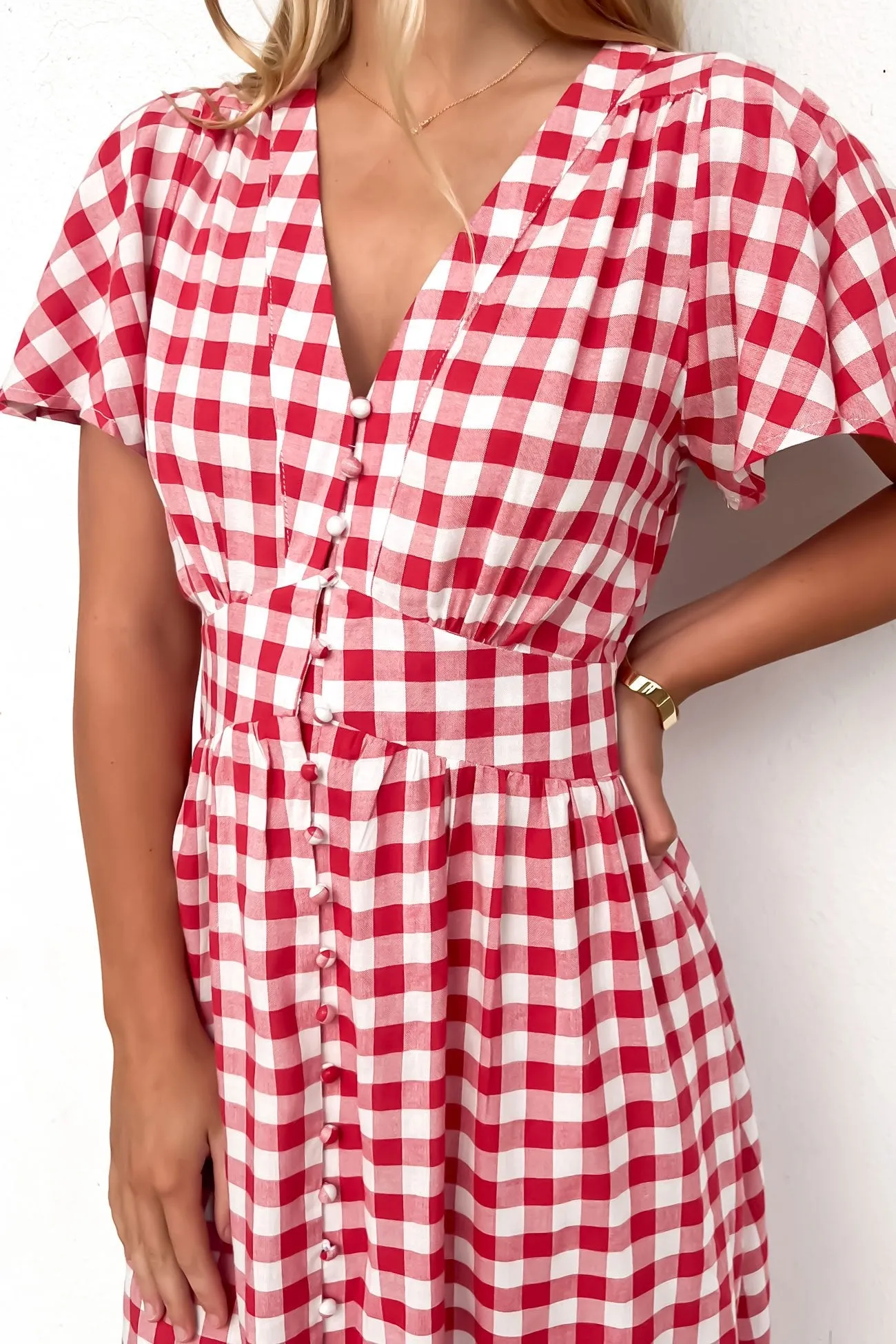 Wilder Midi Dress Red Gingham