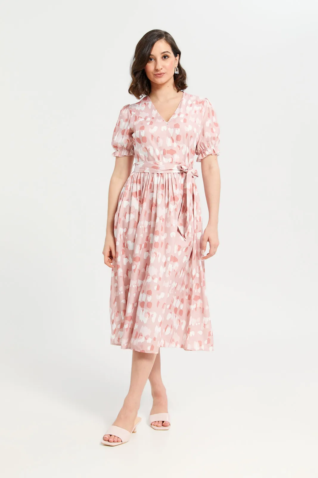 Woman Pink Printed Dress