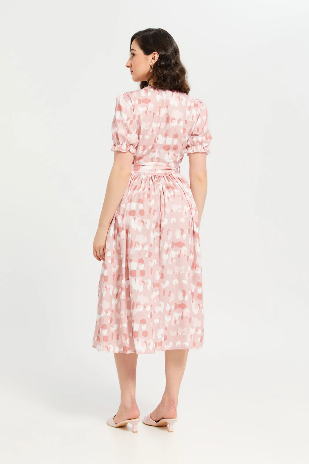 Woman Pink Printed Dress