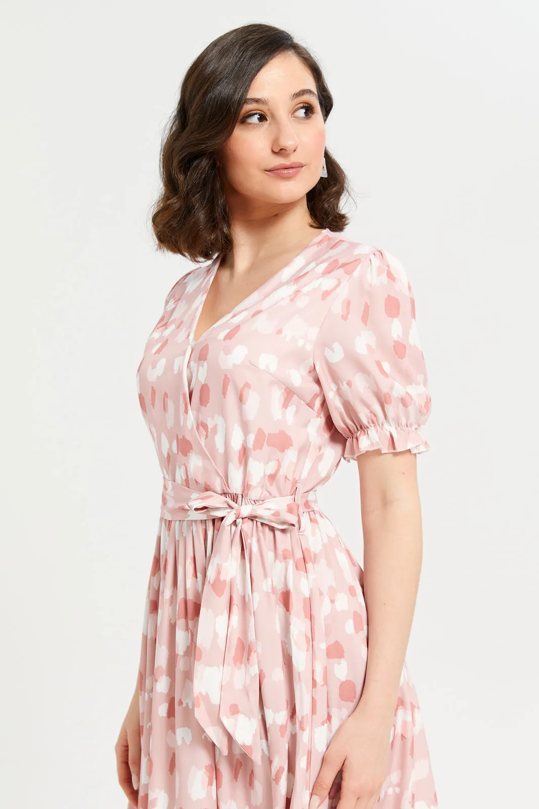 Woman Pink Printed Dress