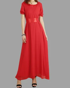 Women's Chiffon Long Dress, bridesmaid dress, White dress, wedding dress, maxi dress, evening dress(Q1010)