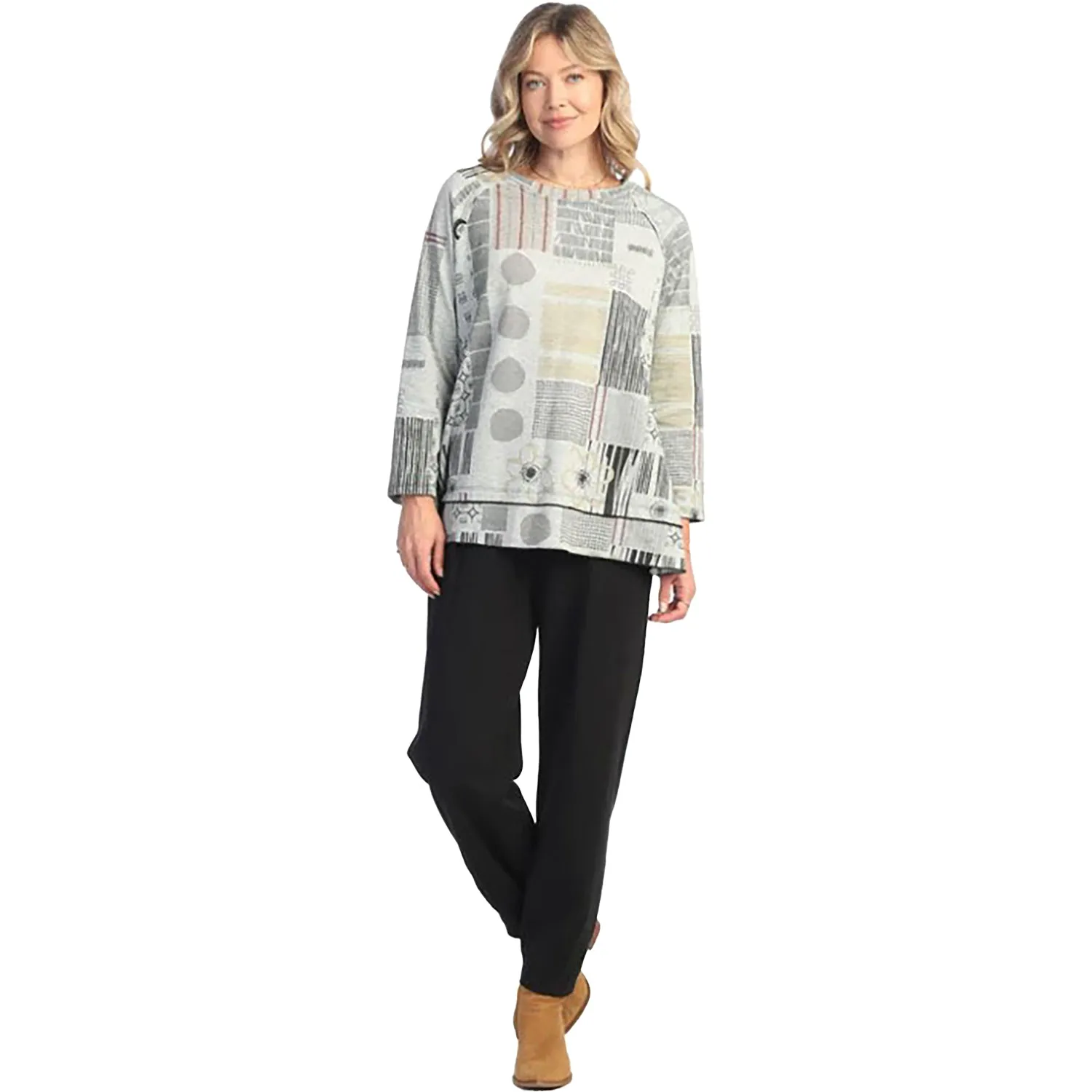 Women's Jess & Jane Raglan Sleeve Tunic Gallery Grey Multi
