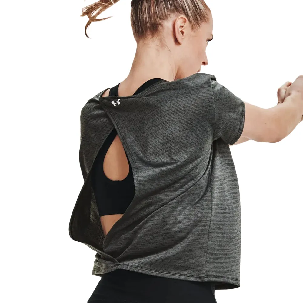 Women's Mesh Open Back Sport Top,Black