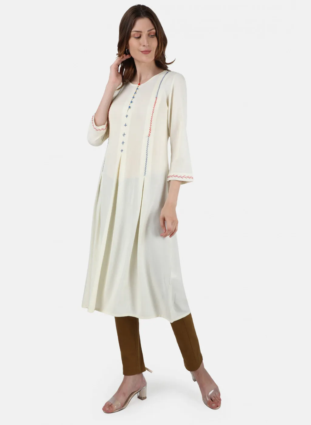Womens Off White Plain Tunic