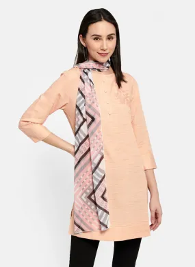 Womens Peach Embroidered Tunic
