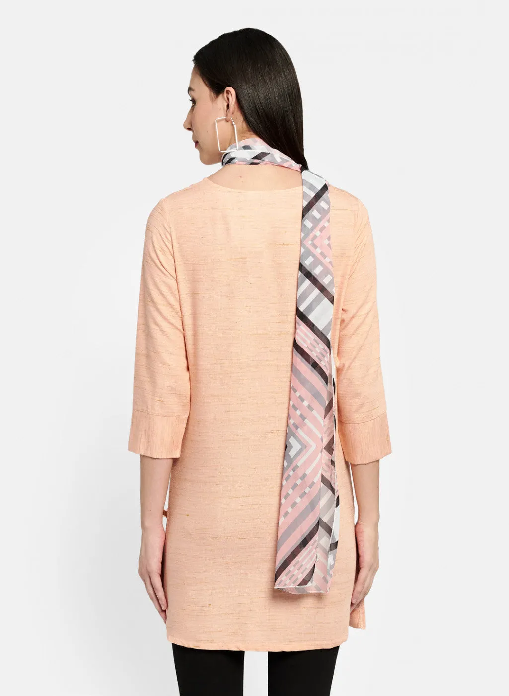 Womens Peach Embroidered Tunic