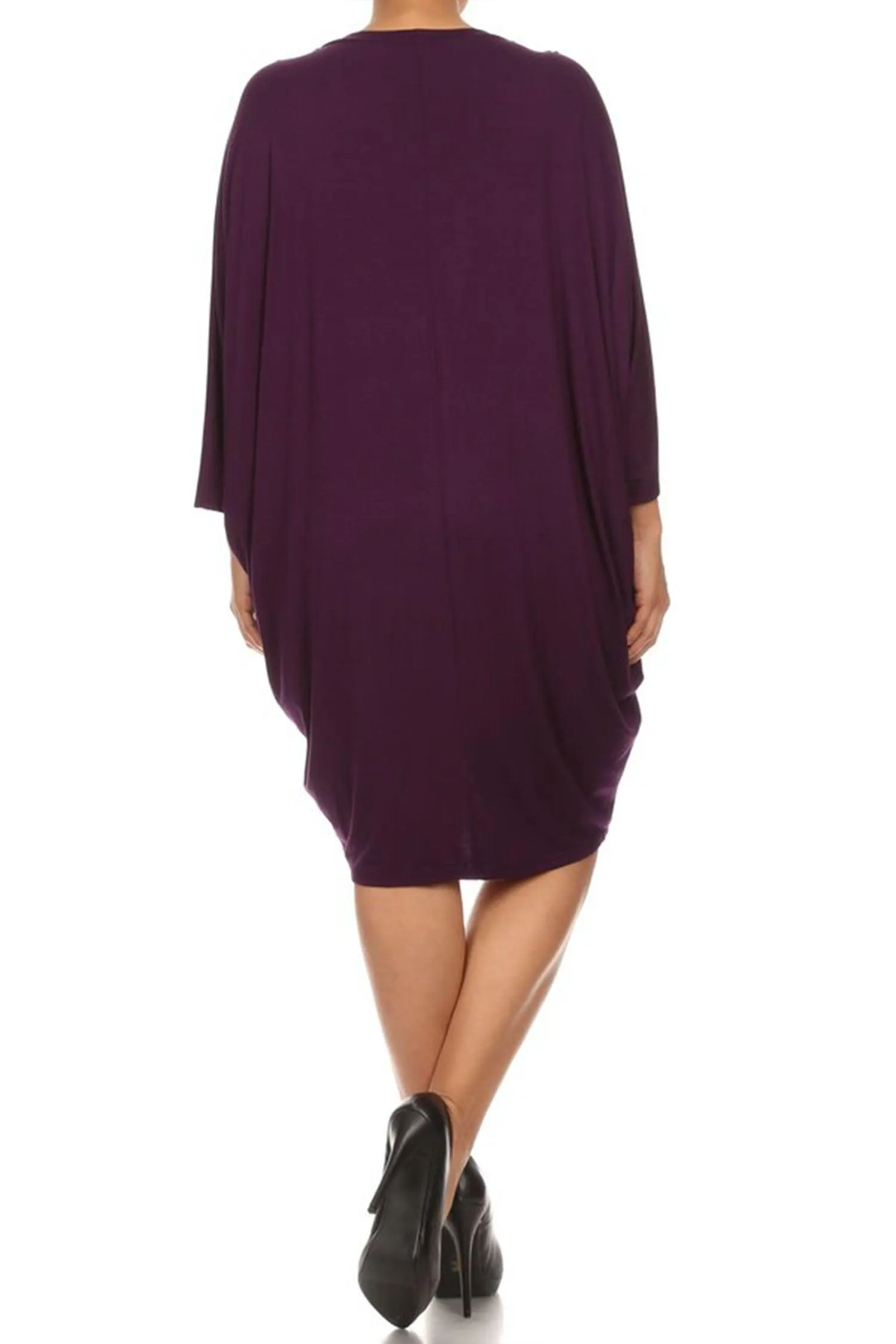 Women's Plus Size Casual Loose Fit Dolman Sleeve Midi Dress