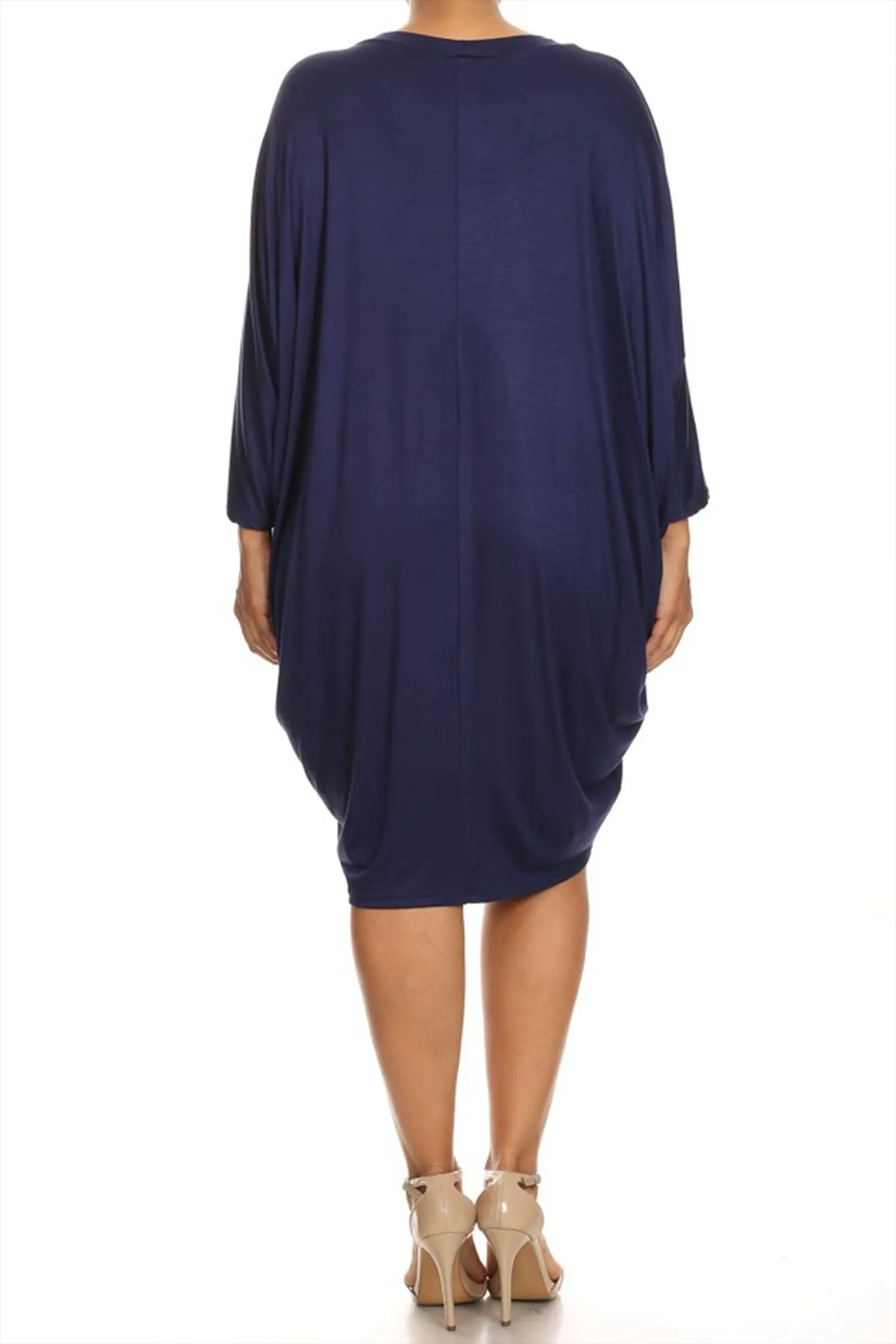 Women's Plus Size Casual Loose Fit Dolman Sleeve Midi Dress