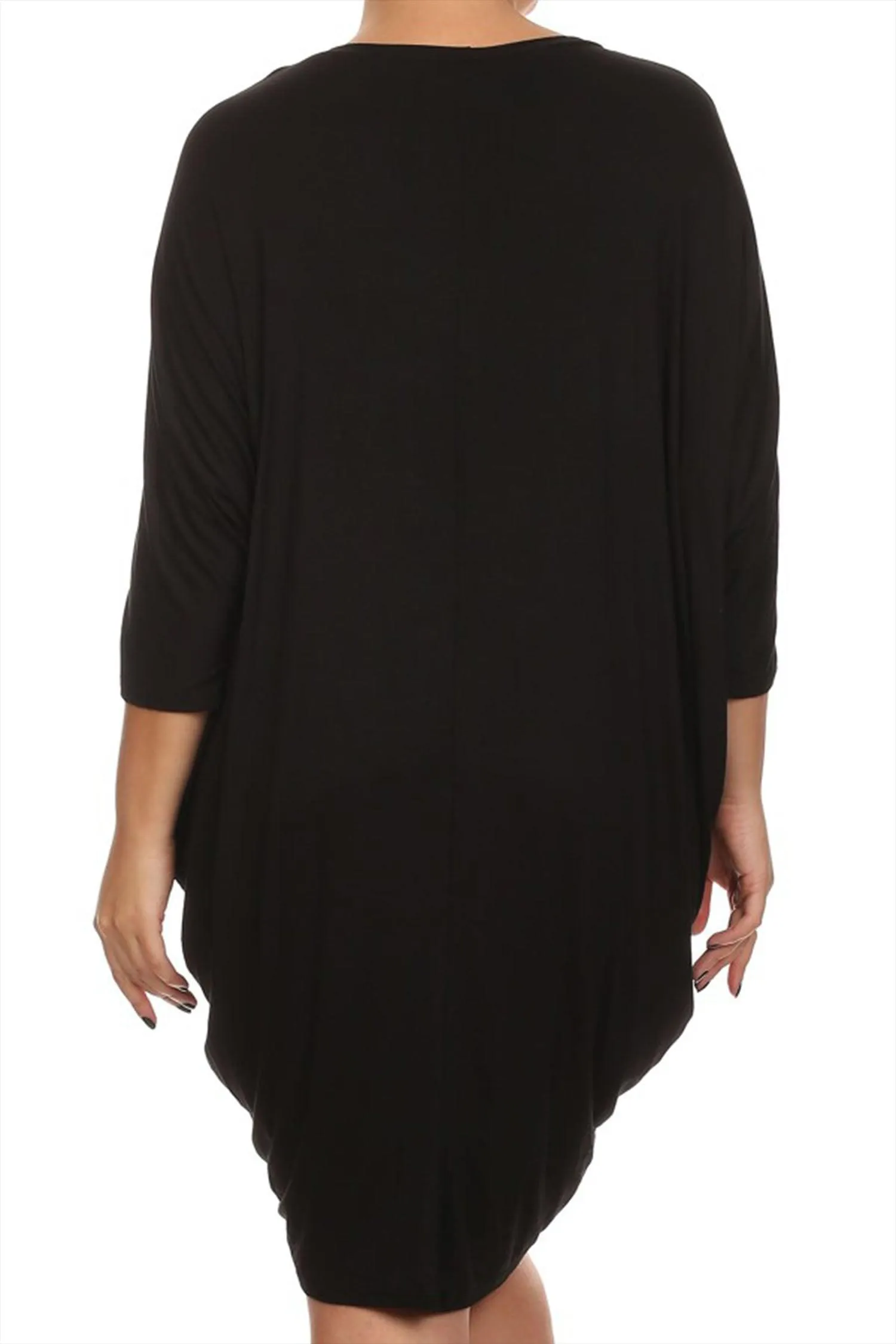Women's Plus Size Casual Loose Fit Dolman Sleeve Midi Dress