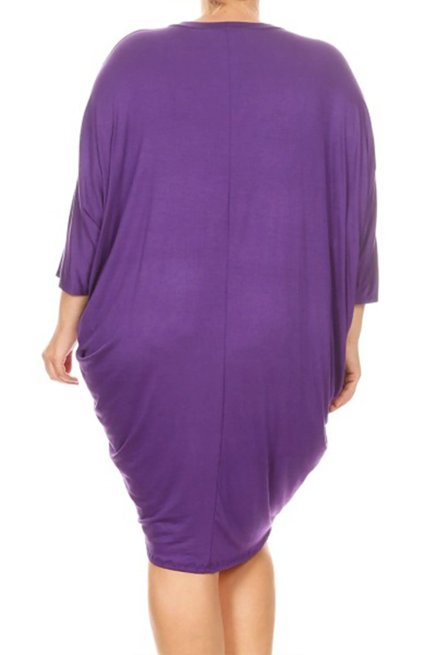 Women's Plus Size Casual Loose Fit Dolman Sleeve Midi Dress