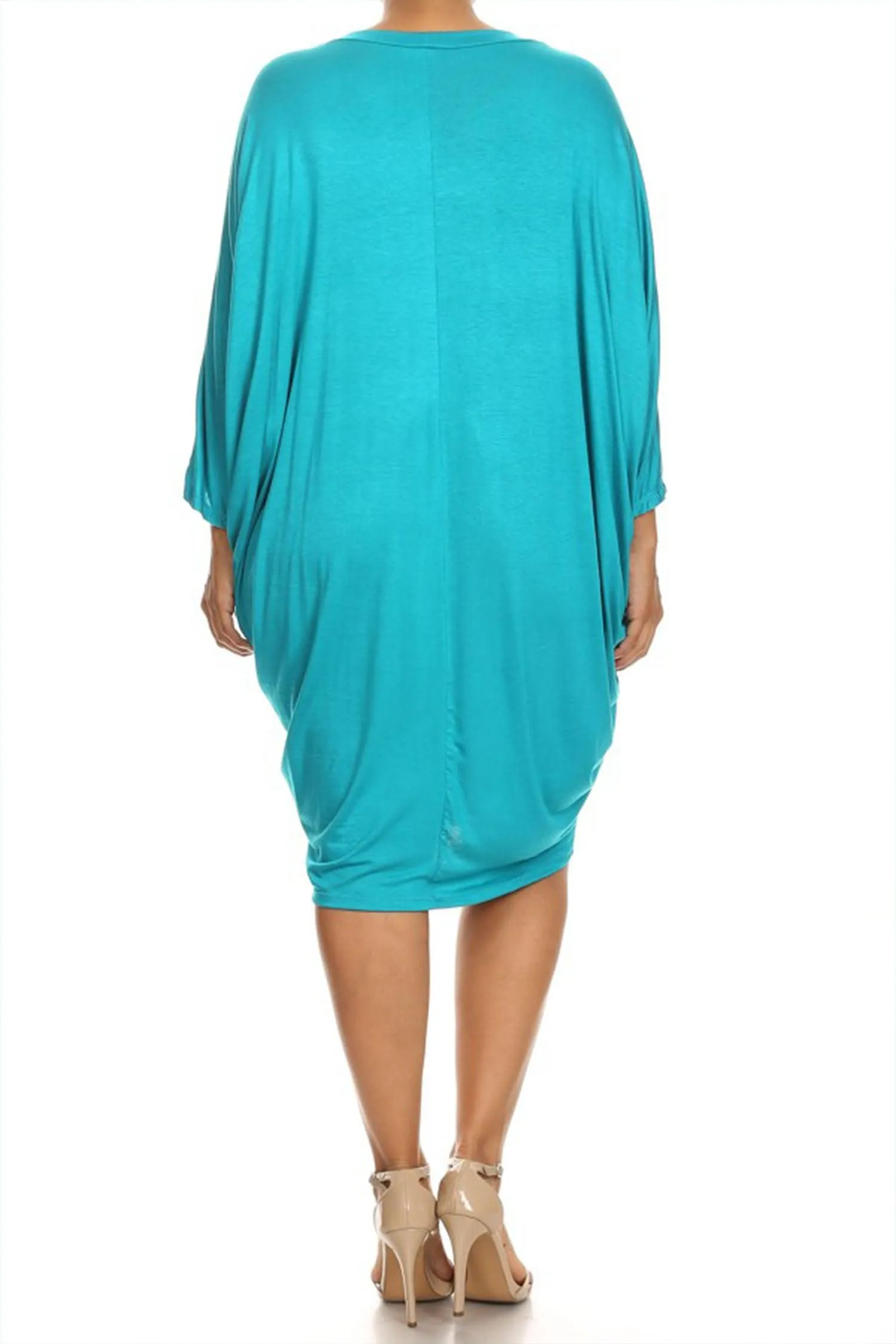 Women's Plus Size Casual Loose Fit Dolman Sleeve Midi Dress