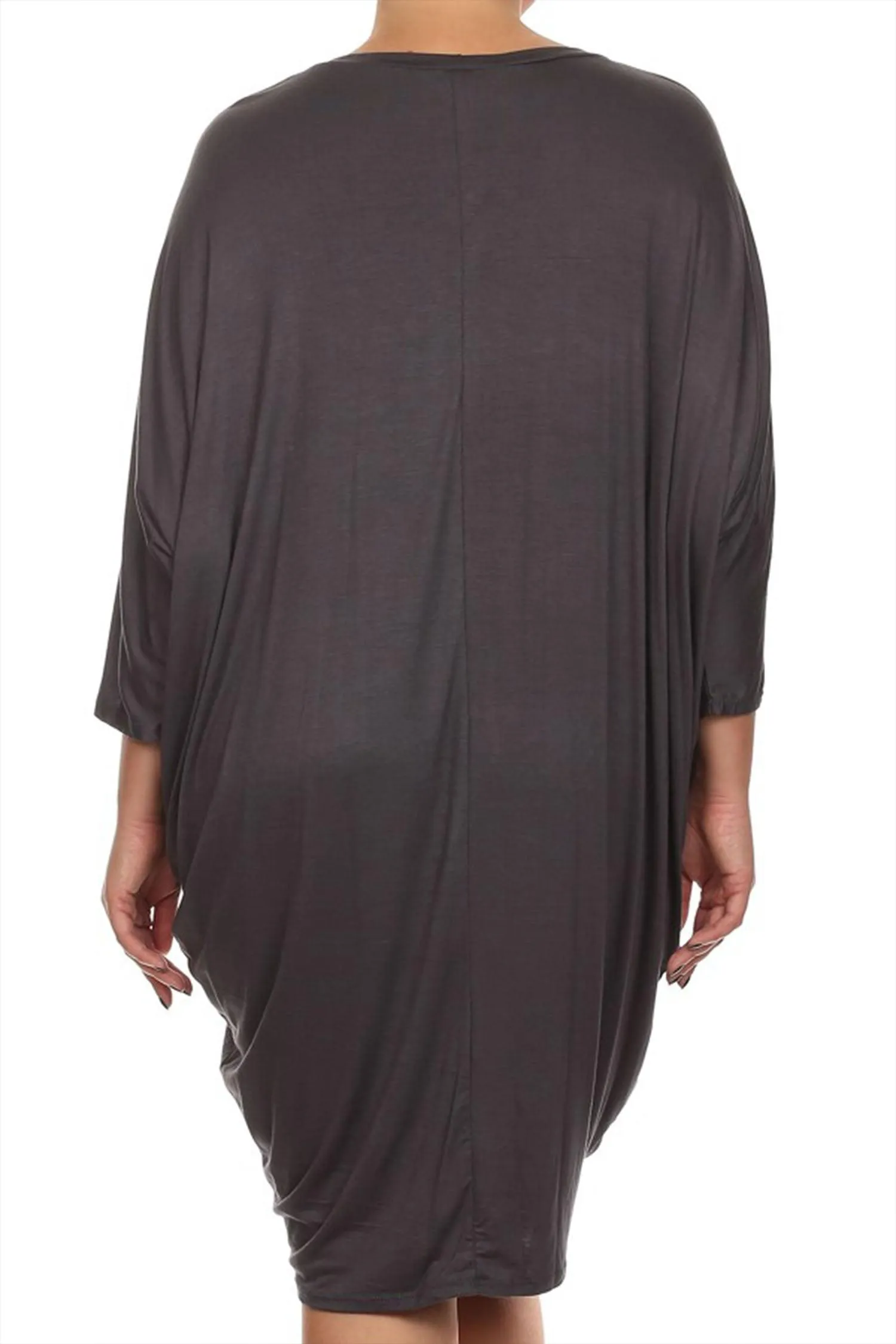 Women's Plus Size Casual Loose Fit Dolman Sleeve Midi Dress