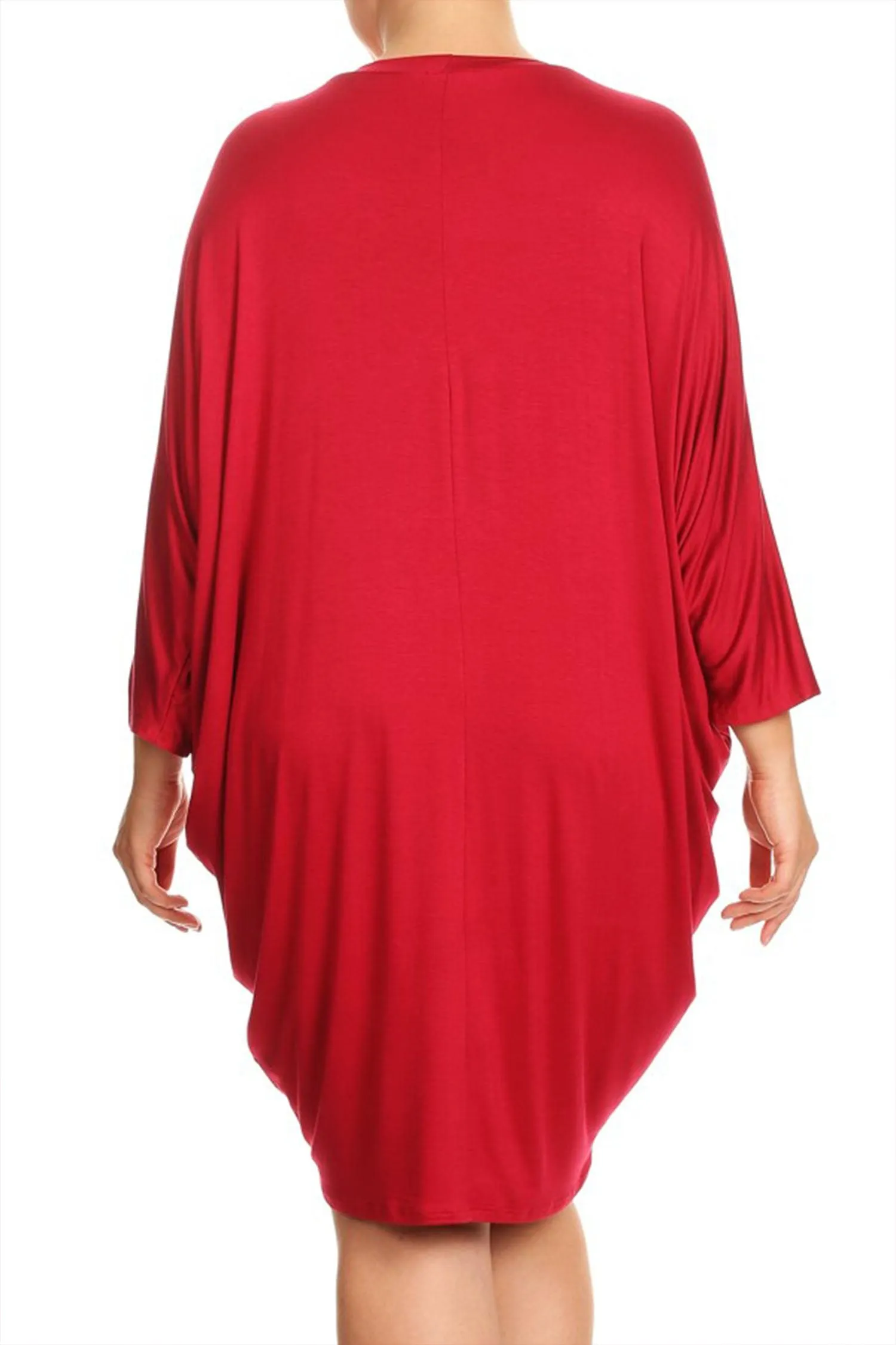 Women's Plus Size Casual Loose Fit Dolman Sleeve Midi Dress