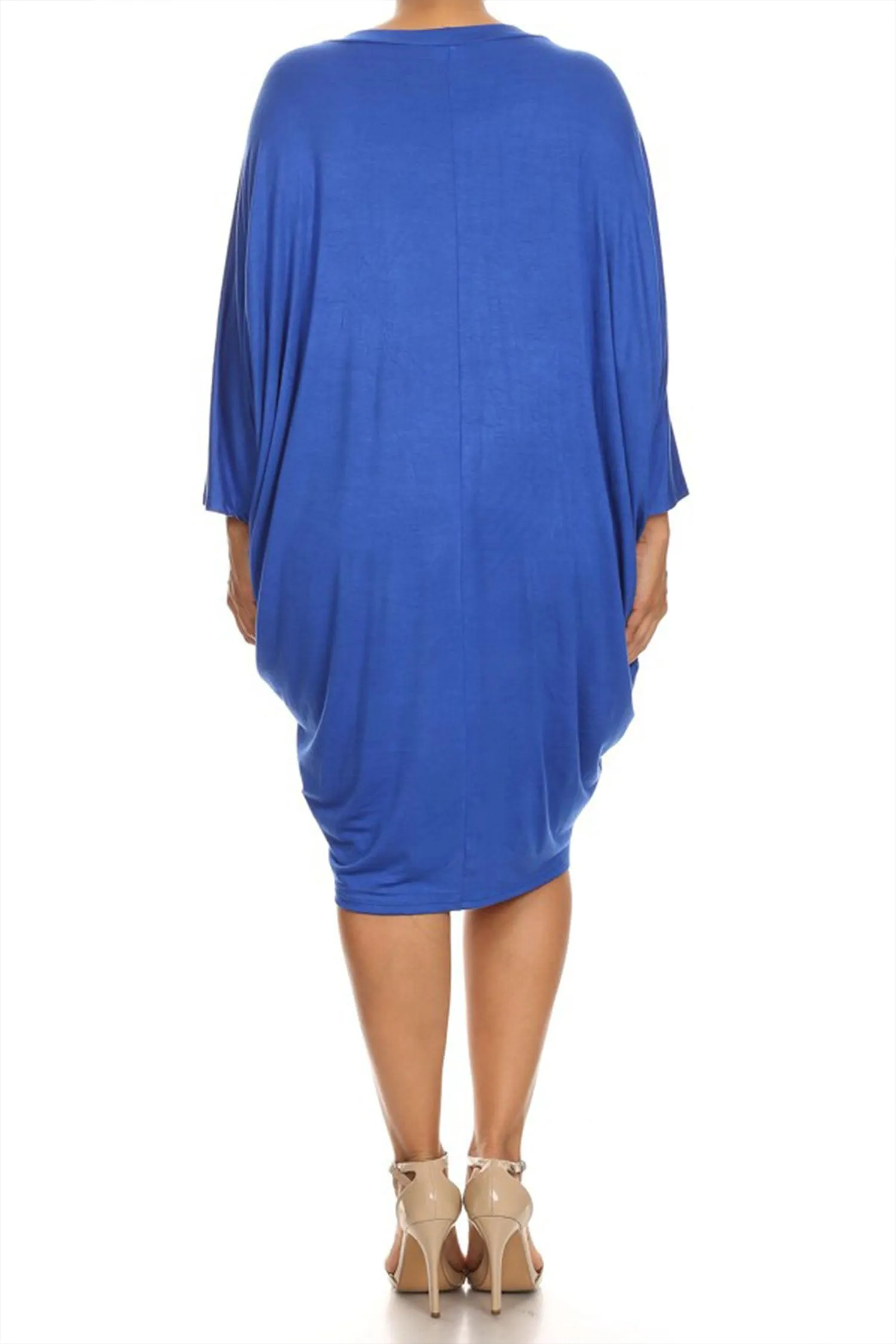 Women's Plus Size Casual Loose Fit Dolman Sleeve Midi Dress