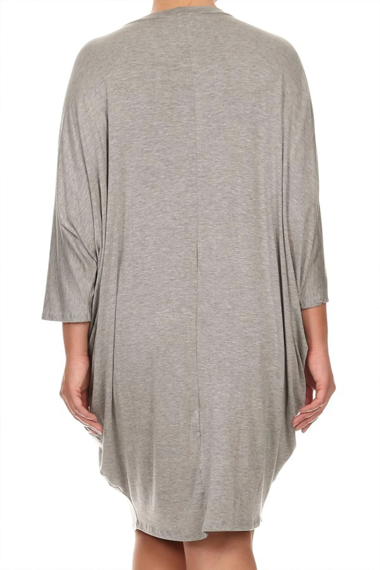 Women's Plus Size Casual Loose Fit Dolman Sleeve Midi Dress