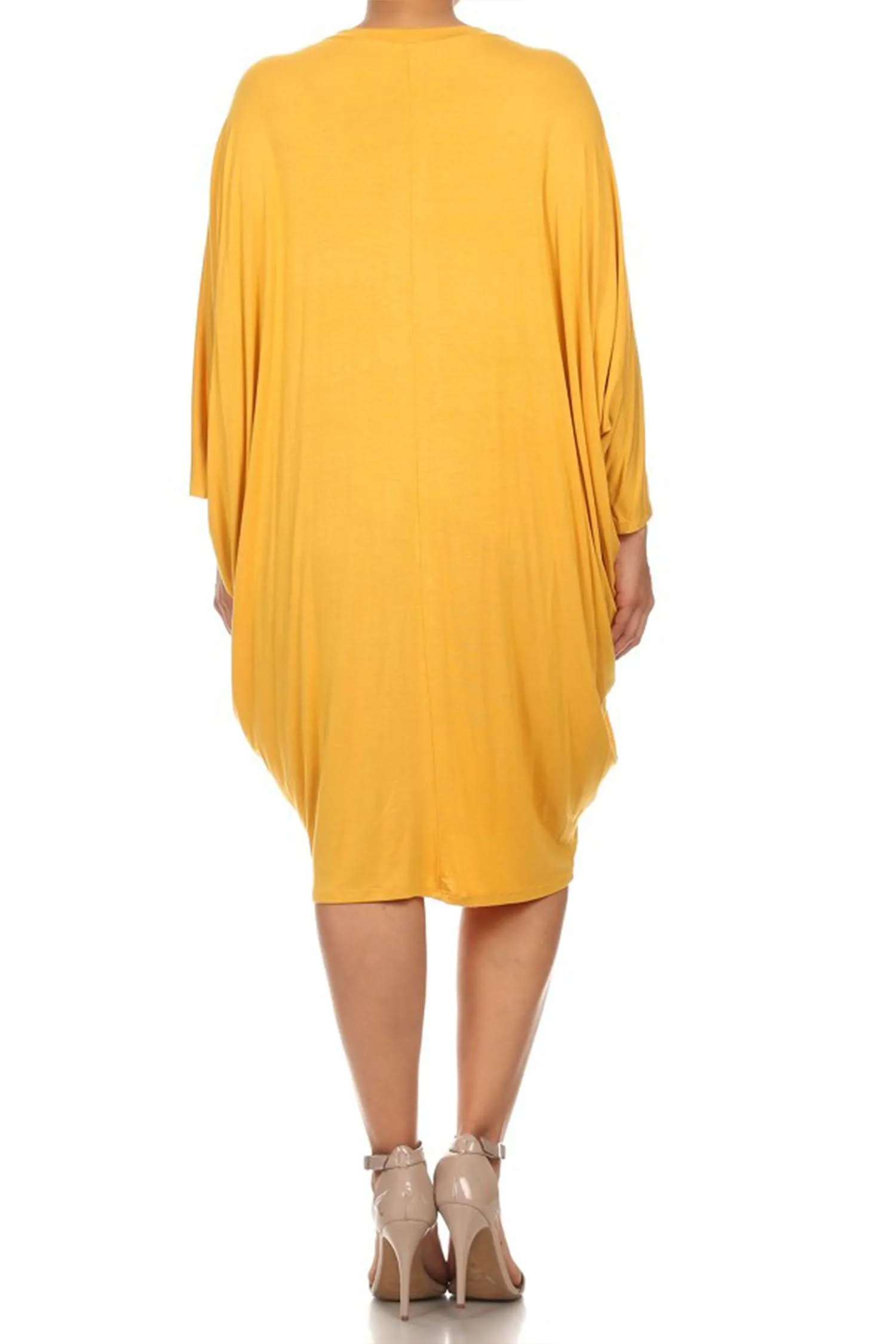 Women's Plus Size Casual Loose Fit Dolman Sleeve Midi Dress