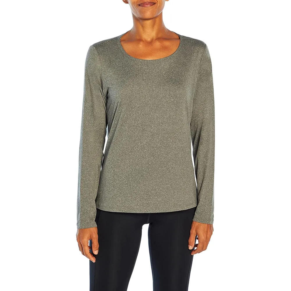 Women's Solid Round Neck Sport Top,Light Olive