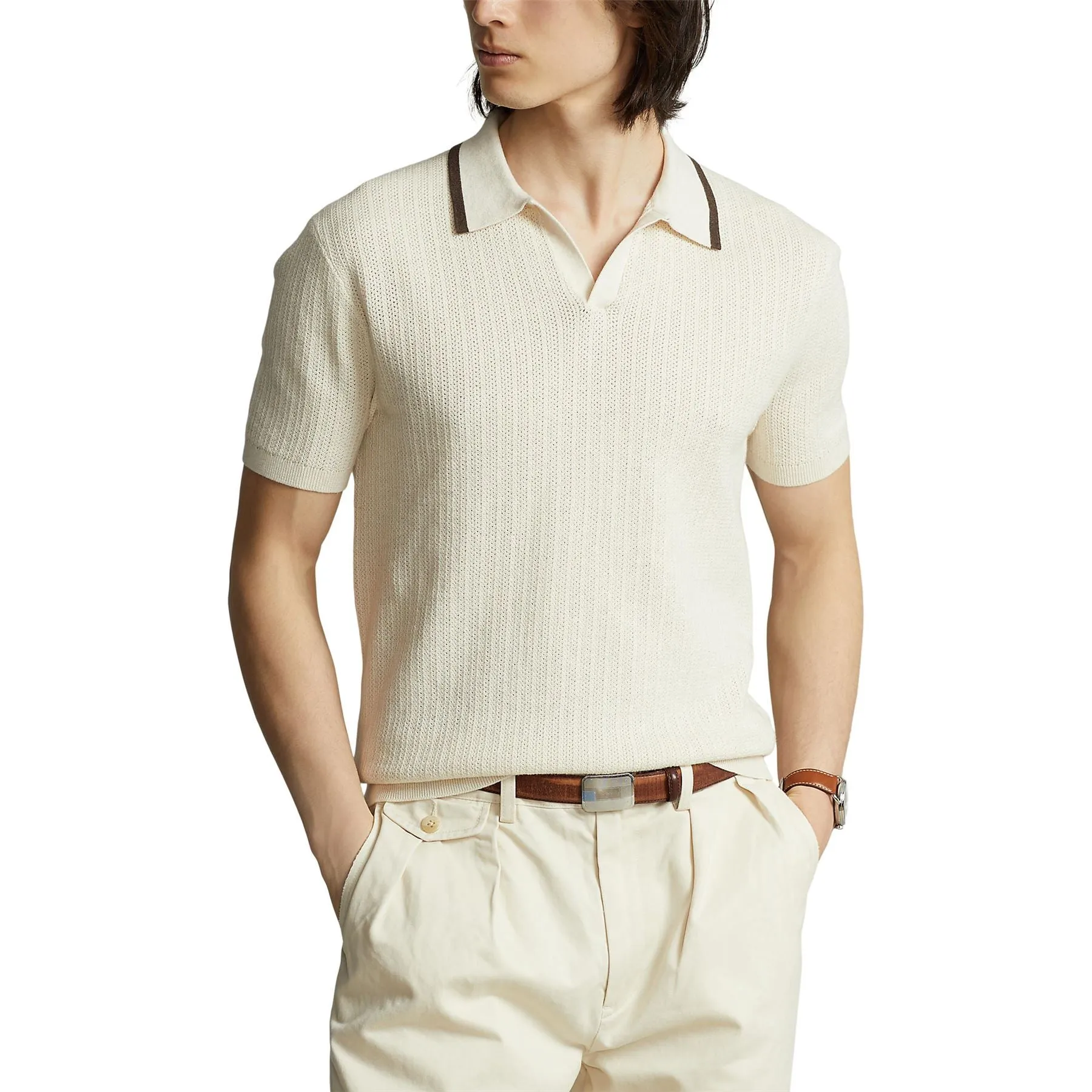 x TRENDYGOLF Cotton Blend SS Pullover Cream Multi - SS24