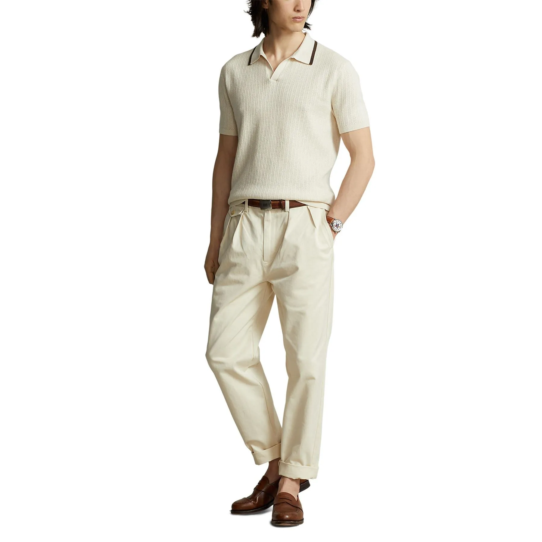 x TRENDYGOLF Cotton Blend SS Pullover Cream Multi - SS24