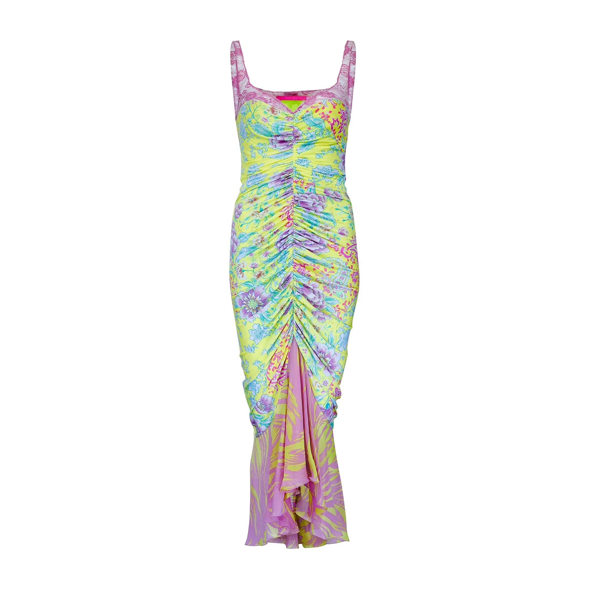 Y2K Emanuel Ungaro Yellow Floral Print Slip Dress