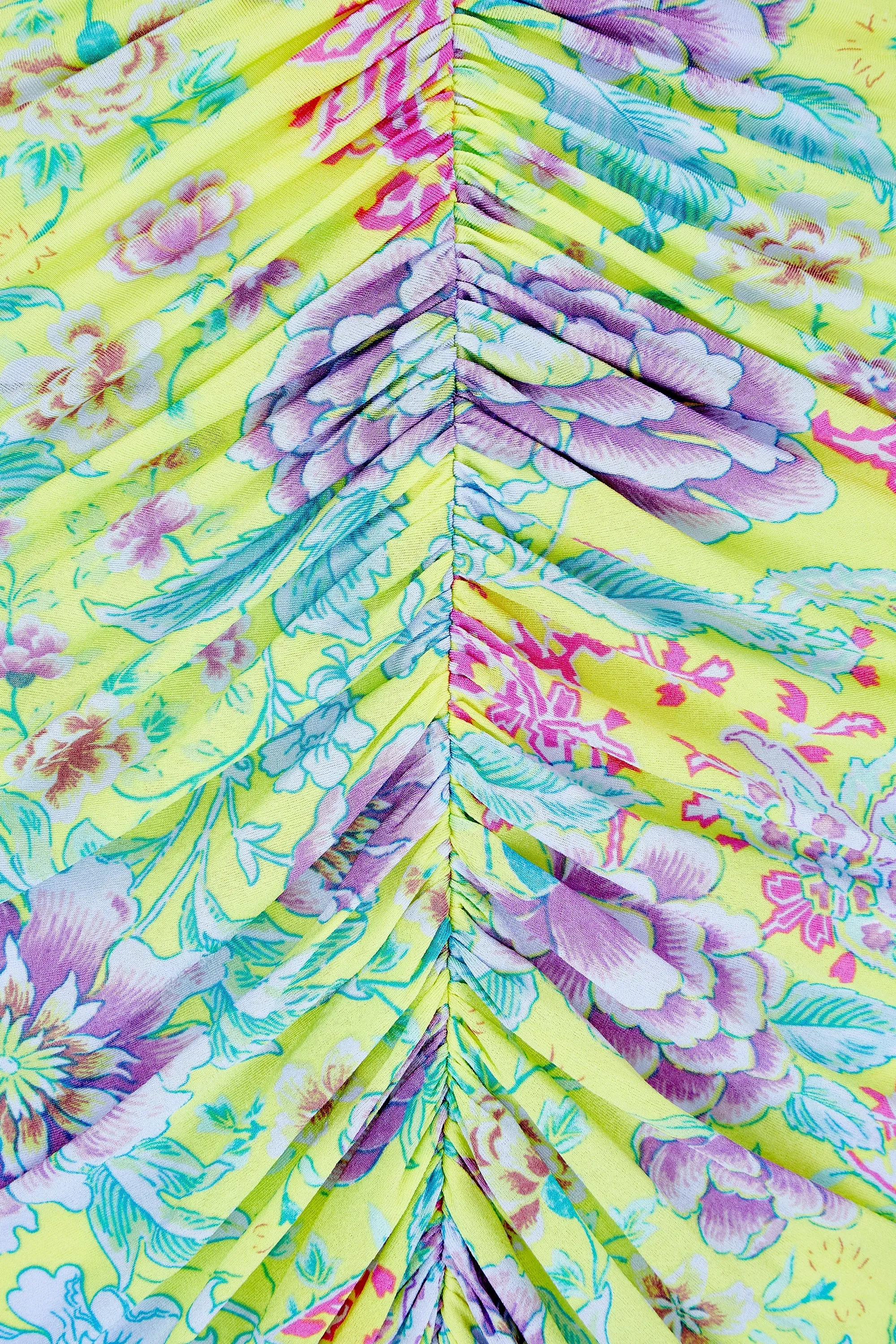 Y2K Emanuel Ungaro Yellow Floral Print Slip Dress
