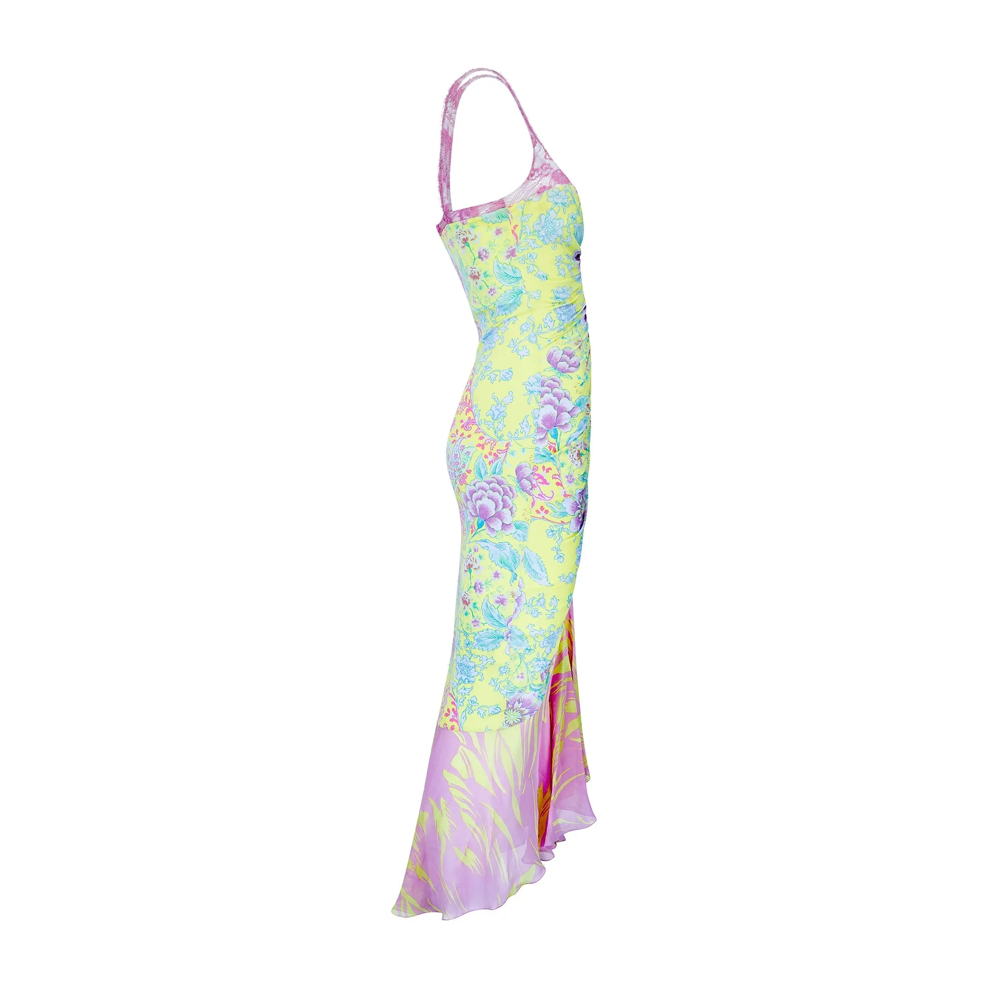 Y2K Emanuel Ungaro Yellow Floral Print Slip Dress
