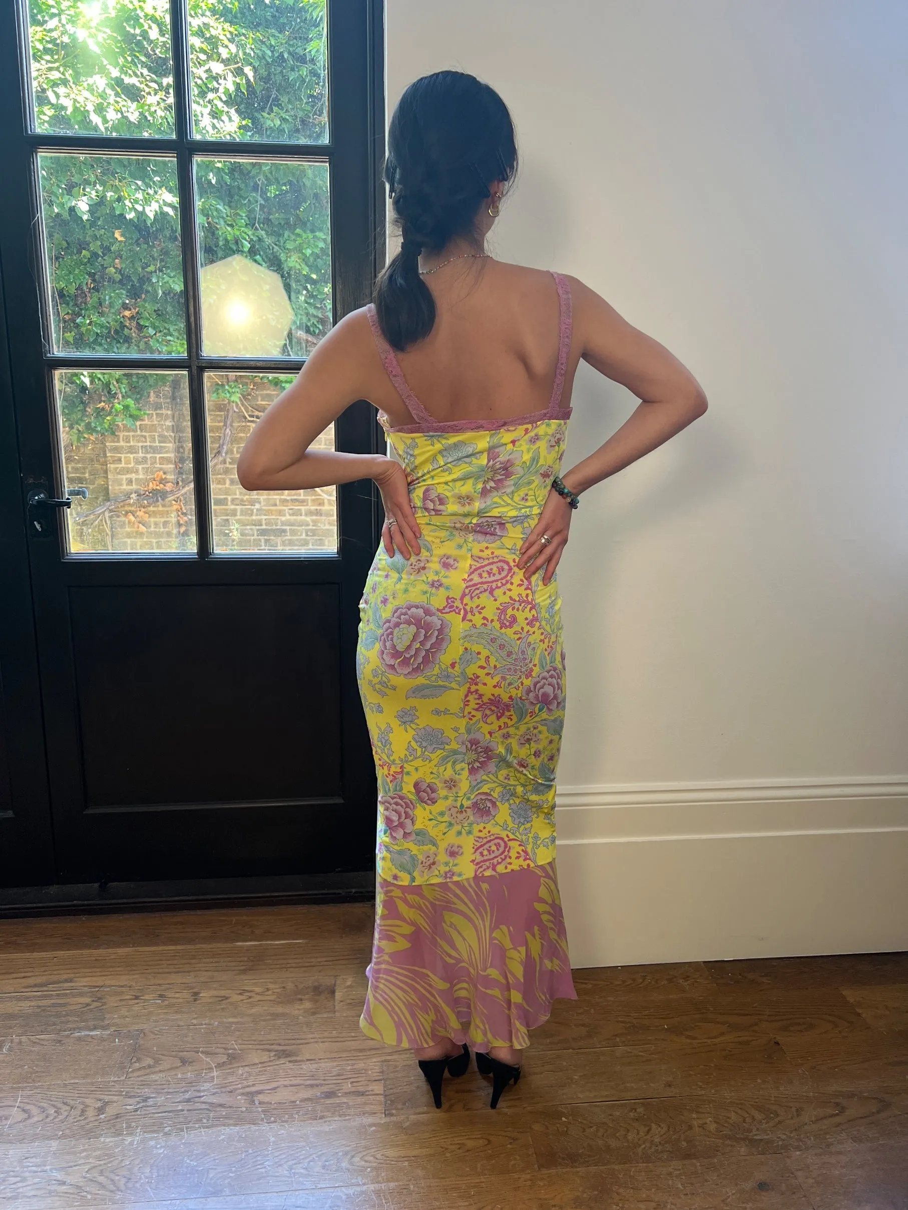 Y2K Emanuel Ungaro Yellow Floral Print Slip Dress